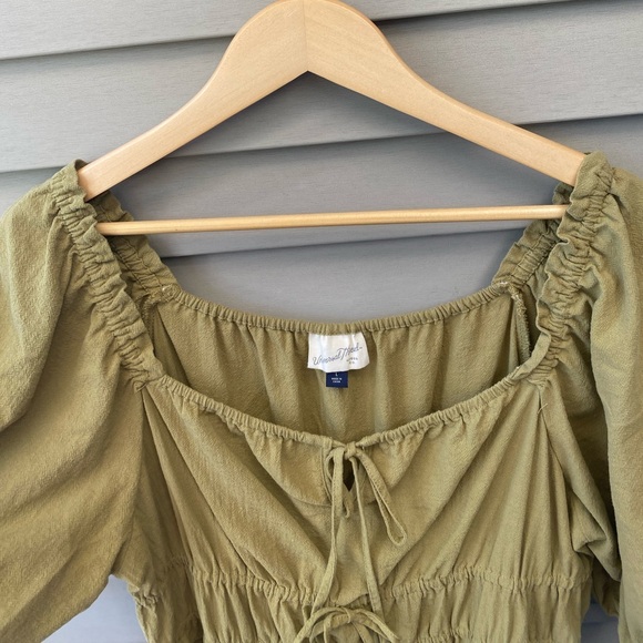 Universal Threads Puffy Sleeve Midi Green/Yellow Dress - Women’s Size L - Picture 10 of 10